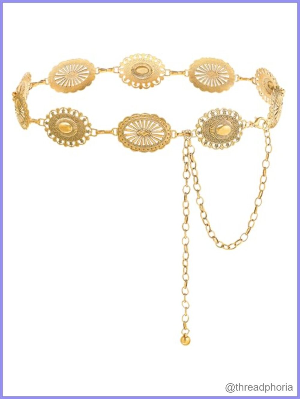 Metal Waist Chain Belt Western Concho Cowgirl Style Lobster Clasp
